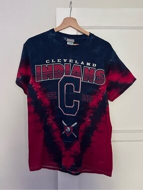 Cleveland Indians or Guardians Tie-Dye Tee - Red & Navy, Size M